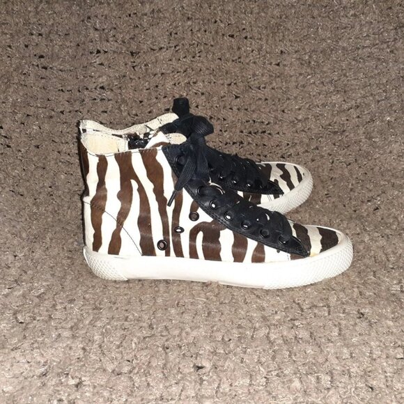 RACHEL ZOE-BARRET-Zebra Pattern Calf Hair Hi-Top Sneaker-Side Zip-Sz 7-Excellent - Picture 4 of 7